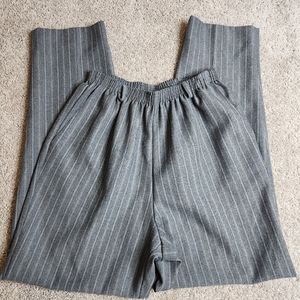 Vintage Alfred Dunner Striped Gray Stretch Waist Band Business Casual Slacks 10